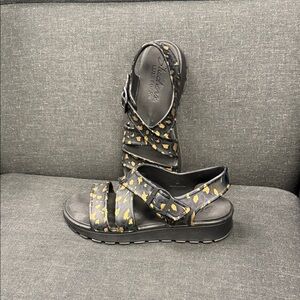 Skechers Women's Black and Gold Strappy Sandals